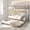 Silver, variant on Morufur Queen over Queen Bunk Bed with Twin Size Trundle, Metal Bed Frame with Guardrails and Ladder, Noise-Free, No Box Spring Needed, Black