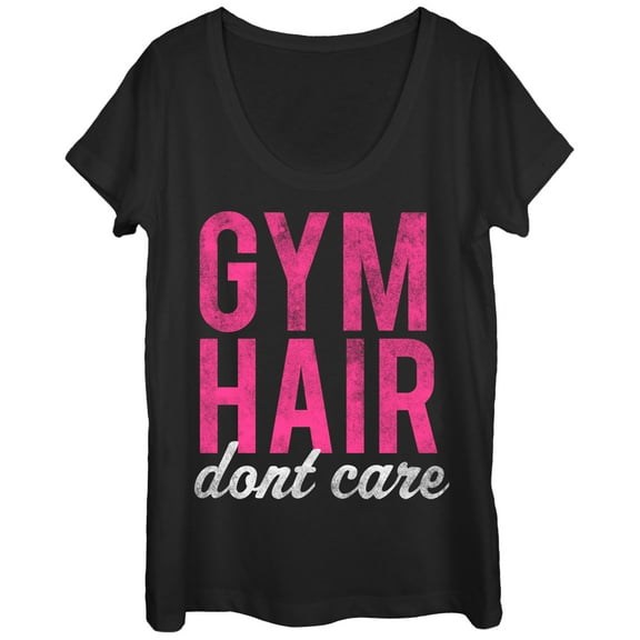 Women's CHIN UP Gym Hair Don't Care Scoop Neck Black Small