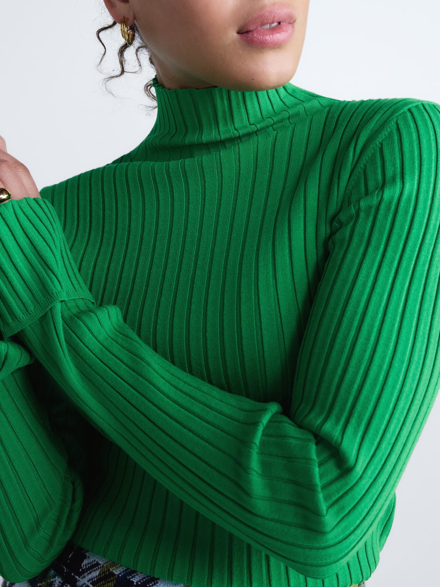 Free Assembly Women's Ribbed Mock Neck Sweater, Midweight, Sizes XXS-XXL