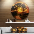 thumbnail image 2 of Designart 'African Sunset with Lonely Tree'African Landscape Metal Circle Wall Art, 2 of 5