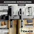 thumbnail image 5 of Homacer Black Rustic Double Track U-Shape Bypass Sliding Barn Door Hardware Kit, for Two/Double Doors, 20ft Long Flat Track, Spoke Wheel Design Roller, Heavy Duty, for Interior & Exterior Use, 5 of 6