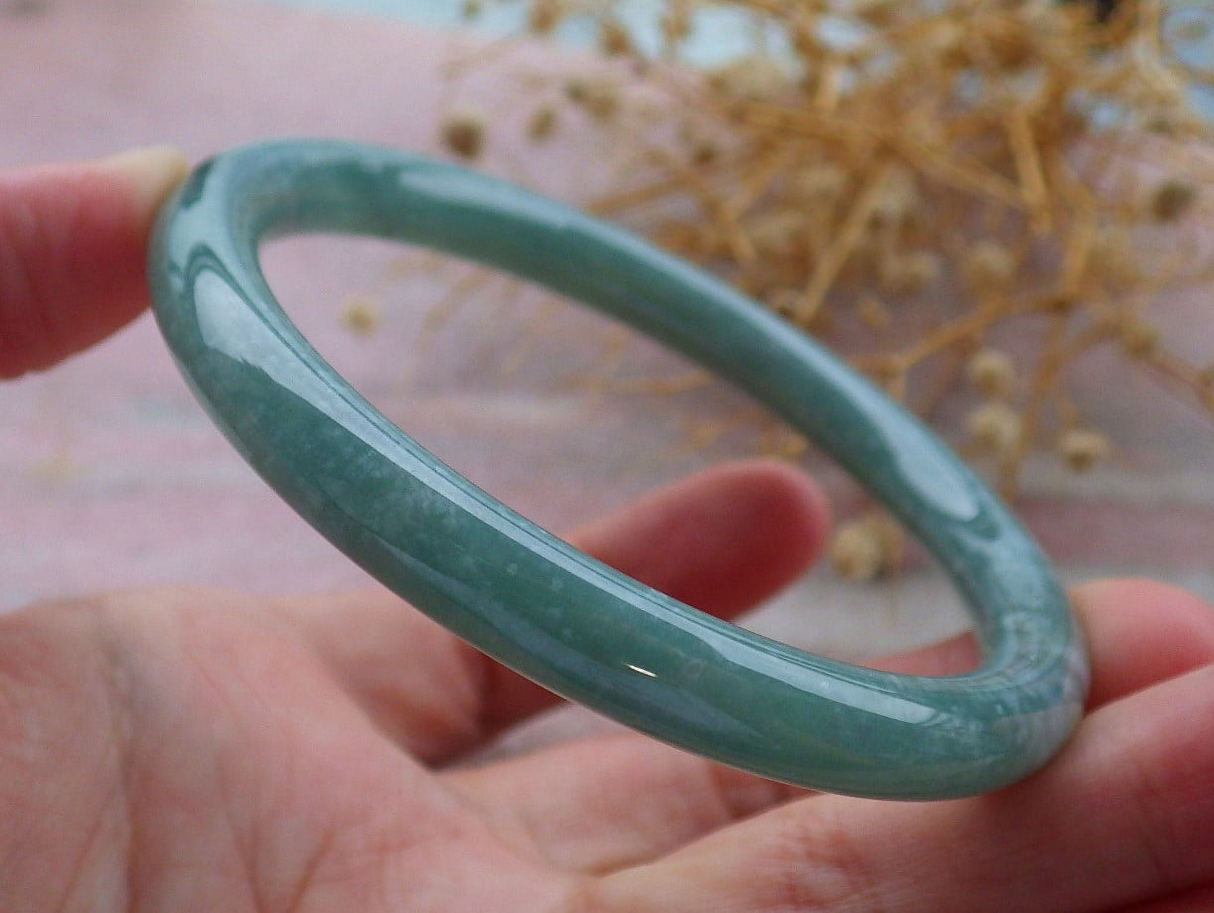 Icy Green Natural A JADE Jadeite Circle Bangle Bracelet 60 mm 685082 TN
