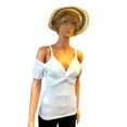 thumbnail image 4 of Paw Drazzel Boutique Women's Casualwear, Cold Shoulder, Short Sleeve Twist Blouse, 4 of 10