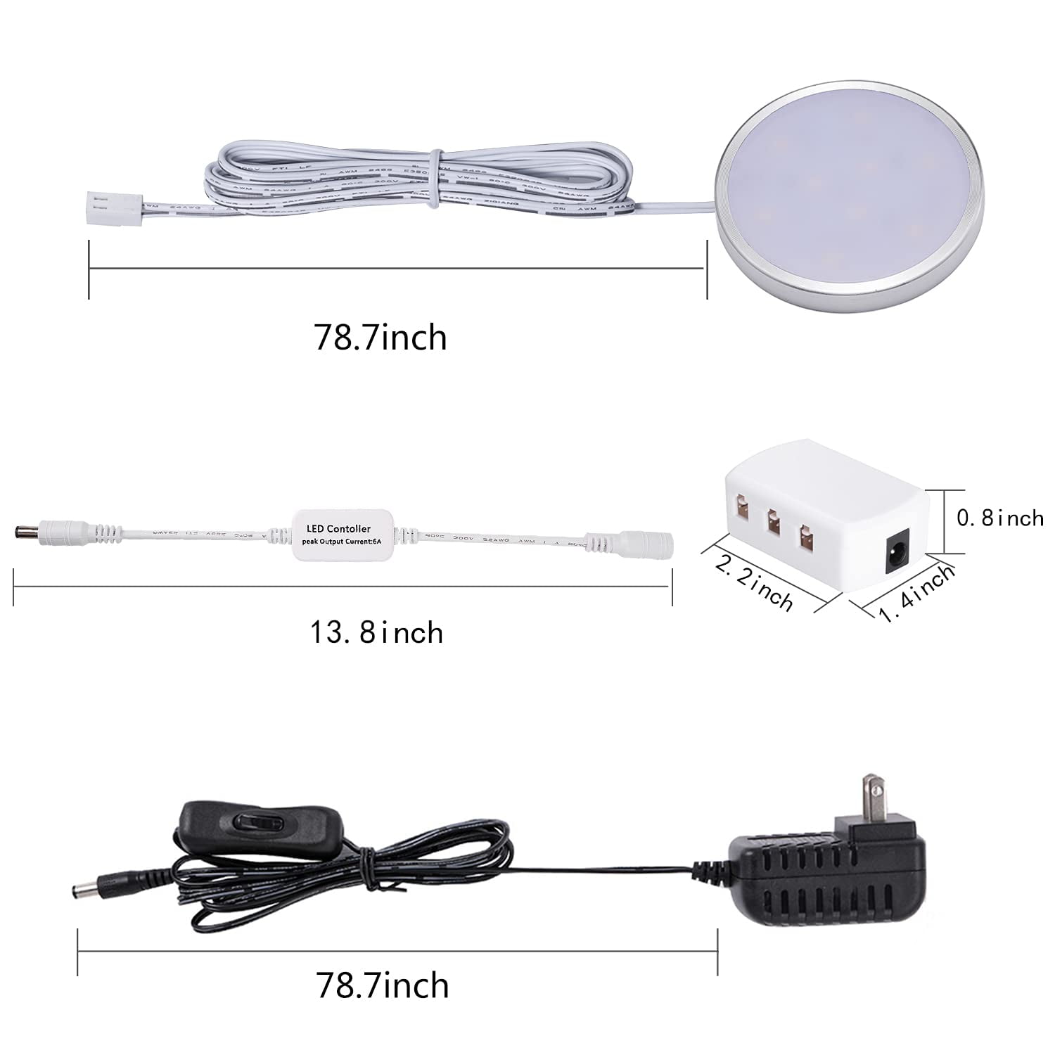 LED Under Cabinet Puck Light 6 Pack,Under Counter Lights With Wireless Timer Remote Dimmable(Warm White)