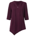 thumbnail image 4 of Xuanfei Women V Neck 3/4 Sleeve Kangaroo Pocket Irregular Hem Hooded Top, 4 of 4
