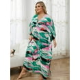 thumbnail image 2 of Animal Print Kaftan Dresses for Women Plus Size Caftan Loungewear Beach Party Casual Dress Oversized Vacation Tunic Striped V-Neck Night Gown, 2 of 10