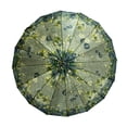 thumbnail image 2 of Paraguas Sombrilla Importadora La Merced Grande Mango Curvo Verde Militar Flores Tela Resistente Plegable Semiautomático, 2 of 4