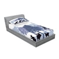 thumbnail image 2 of Ambesonne Moose Fitted Sheet & Pillow Sham Set, Grey Wild Forest Animals, Twinxl, Black White Grey, 2 of 2