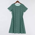thumbnail image 4 of longantii Floral Midi Dresses for Women Casual Crew Neck Flowy Swing Dress Casual A Line Short Sleeve Summer Beach Dresses Loose Elegent Formal Cocktail Prom Dress Green S, 4 of 5