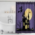 thumbnail image 2 of Polyester Fabric Halloween Night Shower Curtain, Horror Castle Witch Evil Pumpkin Purple Plaid Waterproof Bathtub Curtain Bathroom Decor Set with Hooks 72 x 84 Inches, 2 of 6