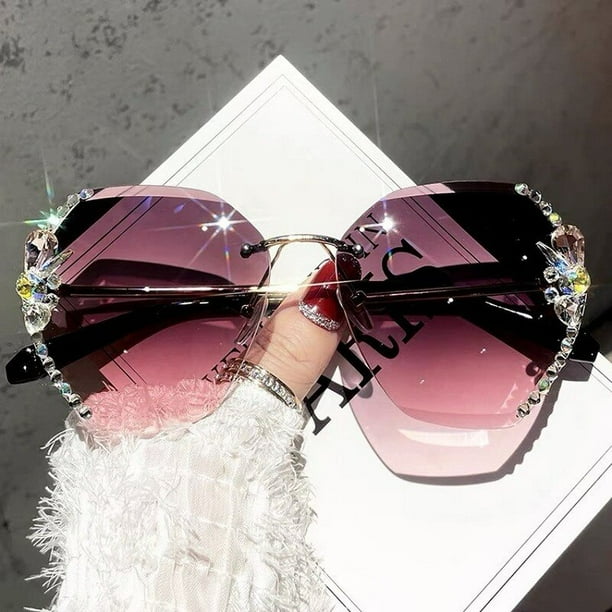 Gafas de sol sin montura de disenador de marca de lujo 2023 para mujer gafas de sol con lentes degradadas Vintage a la moda para hombre gafas de sol para mujer Uv400