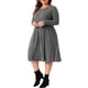 thumbnail image 4 of Vestidos de talla grande para mujer Agnes Orinda, vestido midi de punto acanalado de manga larga y cuello redondo 3X gris, 4 of 6
