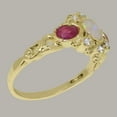 thumbnail image 4 of LBG English Made 9k Yellow Gold Natural Opal Ruby Diamond Womens Engagement Ring - Size 8.5, 4 of 5