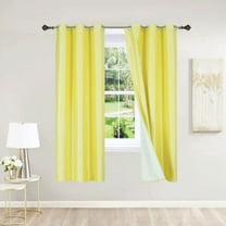 (SSS) 2-PC Yellow Solid Blackout Room Darkening Panel Curtain Set, Two (2) Window Treatments of 37" Wide x 63" Length Each Panel