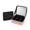 thumbnail image 1 of Caja de almacenamiento de cosméticos de cuero PU, organizador de caja de maquillaje, estuche de tren de maquillaje impermeable para viaje, accesorios Rosa, 1 of 8