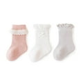 thumbnail image 2 of fatyb 3 Pairs Baby Ruffle Socks Newborn Cotton Crew Socks Infant Toddler Boys Girls Cute Dress Socks, 2 of 3