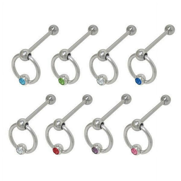 Anneau de Langue pour Haltère en Acier Chirurgical avec Perle Heurtoir de Porte