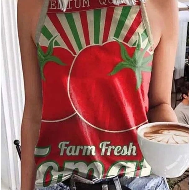 Chaleco ajustado con cuello redondo y estampado de frutas del Día de la Independencia Irfora XBX-2335/XXL