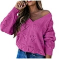 thumbnail image 2 of Lindreshi Sweaters for Women Fall Fashion WinterFashion Women Casual Long Sleeve Casual Solid Hollow Knit Sweater Tops, 2 of 7