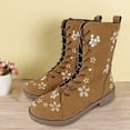 thumbnail image 2 of IUJSOY Womens High Top Ankle Boots Lace up Flower Embroidery Booties Round Toe Casual Tall Boots, 2 of 2