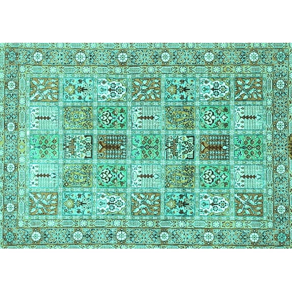 Ahgly Company Indoor Rectangle Persian Turquoise Blue Traditional Area Rugs, 2' x 4'