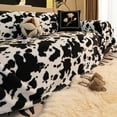 thumbnail image 6 of West Ivory 4-Seater Ultra-Thick Winter Soft Plush Couch Cover – Washable Furniture Protector for Dogs, Pets, Anti-Slip, Anti-Dust Sofa Cushion Cover, Black and White, 133.86 x 66.93 Inches, 6 of 6