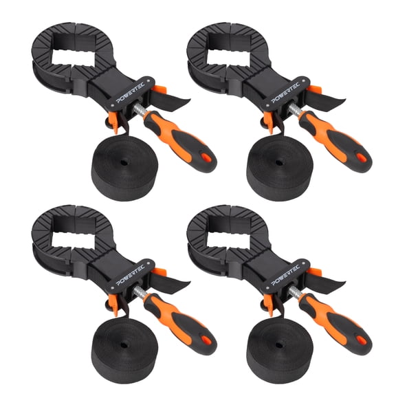 POWERTEC 4PK 13 ft Strap Clamps for Woodworking – Quick Release Band Clamps with Ergonomic Handle, Adjustable Picture Frame Clamp, Strap Belt Clamps for Cabinets and Drawers (71101-P4)