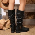 thumbnail image 5 of Eltusu Women Slouch Boots, No Slip Mid Calf Casual Waterproof Low Heel Boots Black Size 6.5, 5 of 8