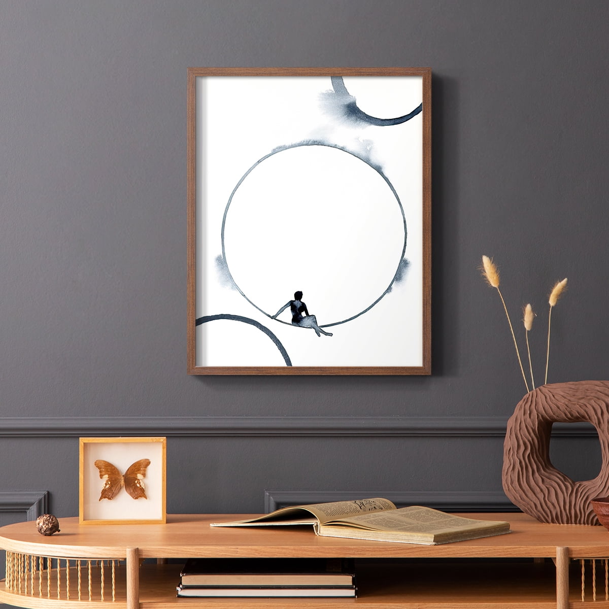 Woman in the Moon II Framed Print - Solid Wood in Single Picture Frame Solid Wood 2 Framed Print