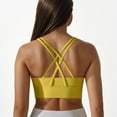 thumbnail image 6 of Women's Scoop Neck Stretchy Cropped Banded Criss Cross Back Sports Bra- Large, Yellow, 6 of 6