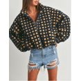 thumbnail image 4 of Womens Checkered Sherpa Coats Cropped Cropped Long Sleeve Plaid Fleece Coats Casual Zip up Gingham Outwear with Pockets, 4 of 10