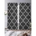 thumbnail image 3 of Black Morocco Sheer Curtains 84 Inch Length 2 Panels Set Window Treatments, Boho Vintage Quatrefoil Geometric Plaid Rod Pocket Semi Curtains for Living Room/Bedroom/Kitchen Décor, 104"W x 84"L, 3 of 7