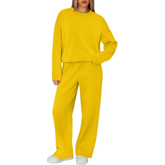 Sweatsuits Women 2 Piece Outfit Matching Lounge Sets Fall Outfits 2026 Fashion Clothing Crew Neck Track Suit Casual Daily Wear