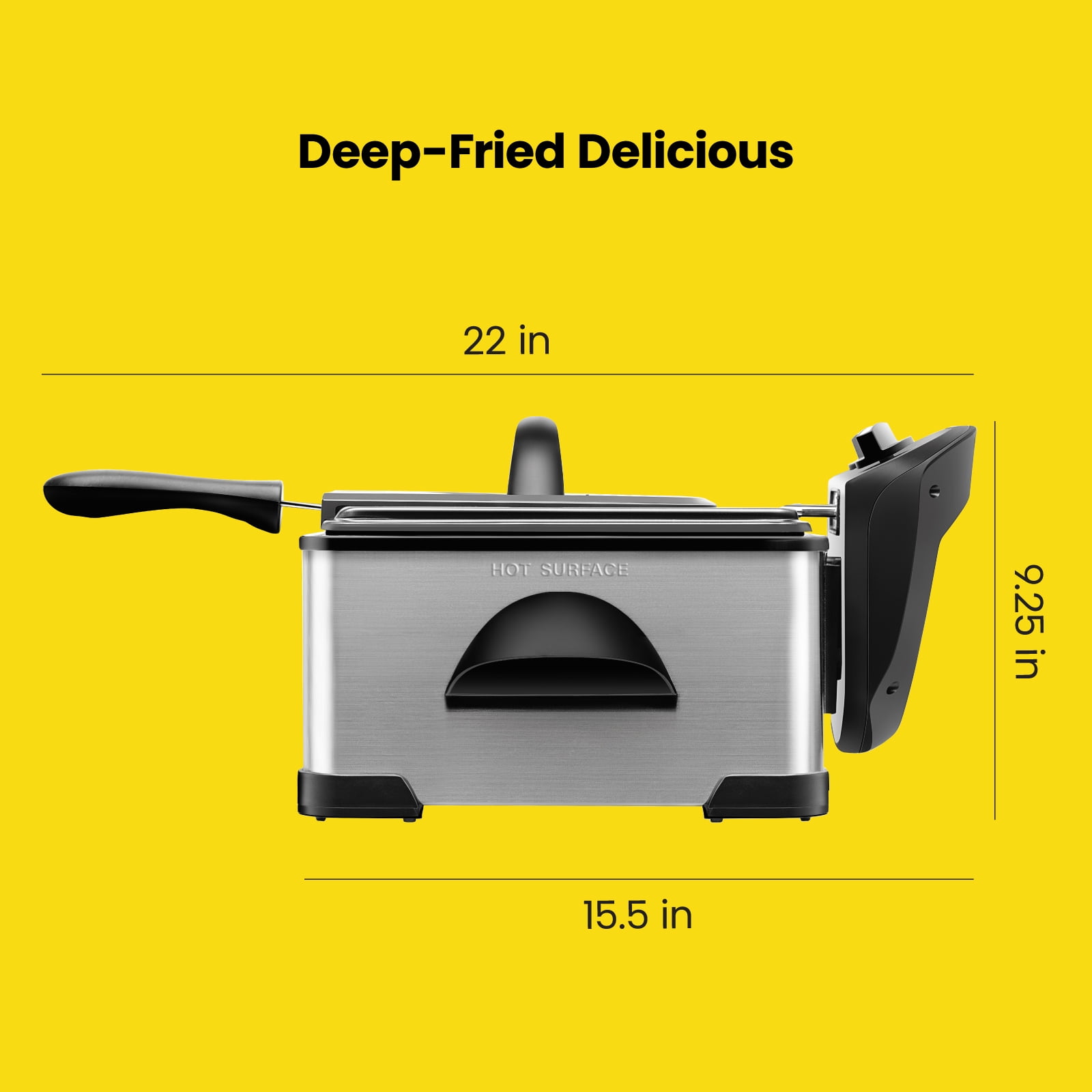 Chefman Stainless Steel Deep Fryer, XL 4.5 Liter Capacity, Adjustable  Temperature & Timer, Black 
