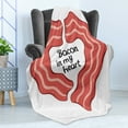 thumbnail image 4 of Bacon Soft Flannel Fleece Blanket, Yummy Delicious Fried Bacons in Heart Shape Form with Bacon in My Heart Message Print, Cozy Plush for Indoor and Outdoor Use, 60" x 80", Multicolor, by Ambesonne, 4 of 5