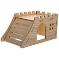 thumbnail image 1 of Miangastore 1 Set of Double-tier Hamster Wood House Wooden Rabbit Hideout Small Animals Hut With Ramp, 1 of 9