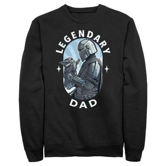 Men's Star Wars: The Mandalorian Legendary Dad Din Djarin and Grogu Sweatshirt Black Large