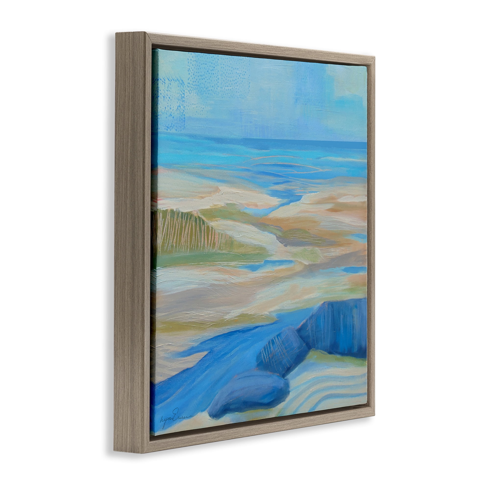 Stupell Industries Low Tide Azure Dunes Brown Framed Floater Canvas Wall Art, design by Lynn Ericson Fine Art