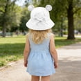 thumbnail image 3 of ROHUUQUE Baby Bear Ears Bucket Hat Cotton Solid Color Sun Hat with Chin Strap for Toddler Girls Boys Beach Outdoor, 3 of 9
