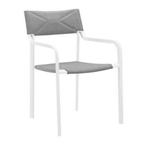 Modway Raleigh Stackable Outdoor Patio Aluminum Dining Armchair in White Gray