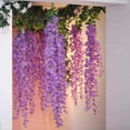 thumbnail image 6 of Balsa Circle Solid Print Decorated Hanging Artificial Wisteria Flowers Vine Garland, 42.0" (Lavender), 6 of 8