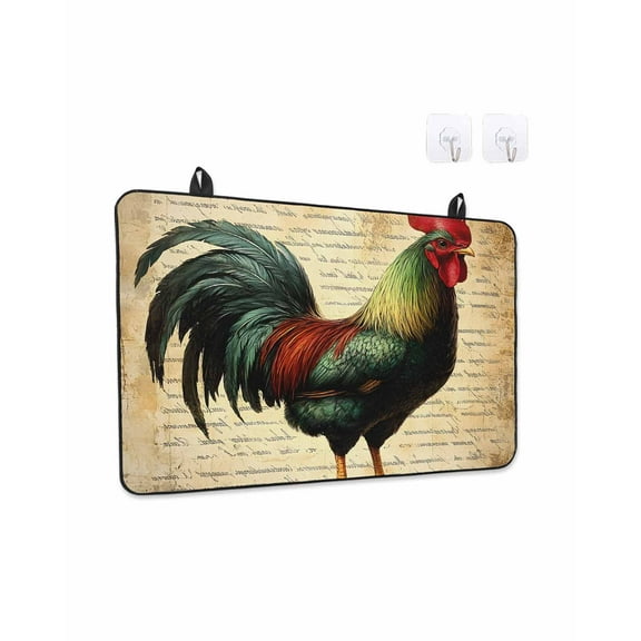 Stove Top Covers for Electric Stove 31x24 Inches, Retro Rooster Heat Insulation Fireproof Glass Cooktop Protector, Farmhouse Vintage Animal Watercolor Countertop Stovetop Cover for Kitchen