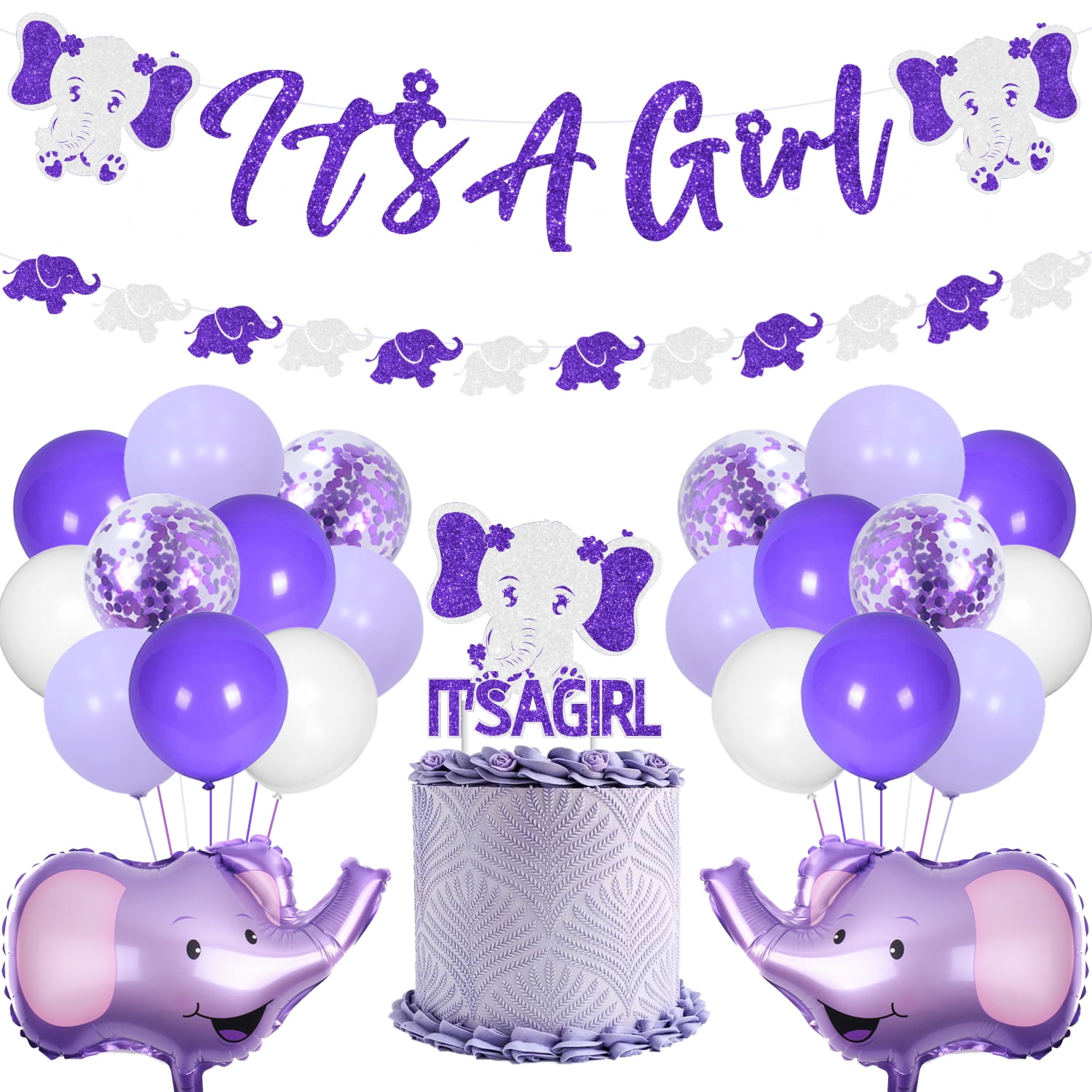 Baby Shower Decorations for Girl, Purple Elephant Baby Shower