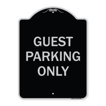 SignMission A-DES-BS-1824-9972 18 x 24 in. Designer Series Sign - Guest Parking Only, Black & Silver