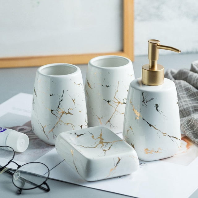 Juego de Accesorios de Baño Macarena Vaso de Ón 4 Piezas Cerámica