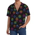 thumbnail image 7 of Lsque Rainbow Snowflake print Men's Cuban Collar Short Sleeve Shirt Summer Beachwear Casual Button Down Fashionable Vacation Leisure Shirt-Small, 7 of 7