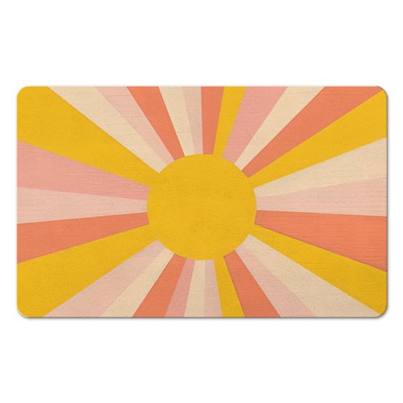 Tapis de Bain Boho Antidérapant avec Couleurs Vives et Design Rétro - Demi-Rond, Microfibre Absorbante pour Sols Secs, Lavable en Machine pour un Entretien Facile, Parfait pour Salle de Bain, Douche, 20x32 Pouces