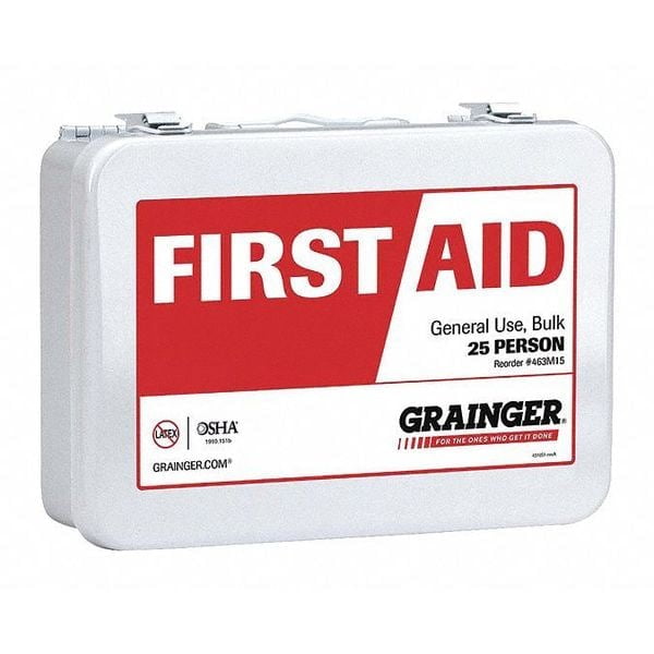 First Aid Kit and Housing, Metal 132 Components, 25 People Served 59384