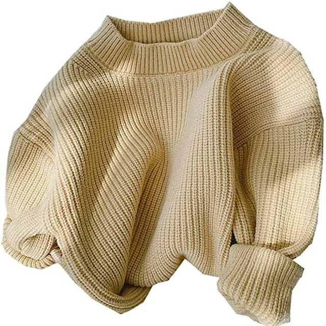 Barboteuse Chandail pour Bébé Fille Chandail Tricoté pour Bébé Fille Garçon Blouse Chandail Molleton Chaud Col Ras du Cou Manches Longues