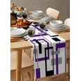 thumbnail image 3 of Purple Black Geometric Table Runner Minimalist Stripes Abstract Art Tablerunners 13 x 72 Inch, Table Decorations Tabletop Scarf for Summer Gathering Holiday Farmhouse Kitchen Dining Decor, 3 of 6